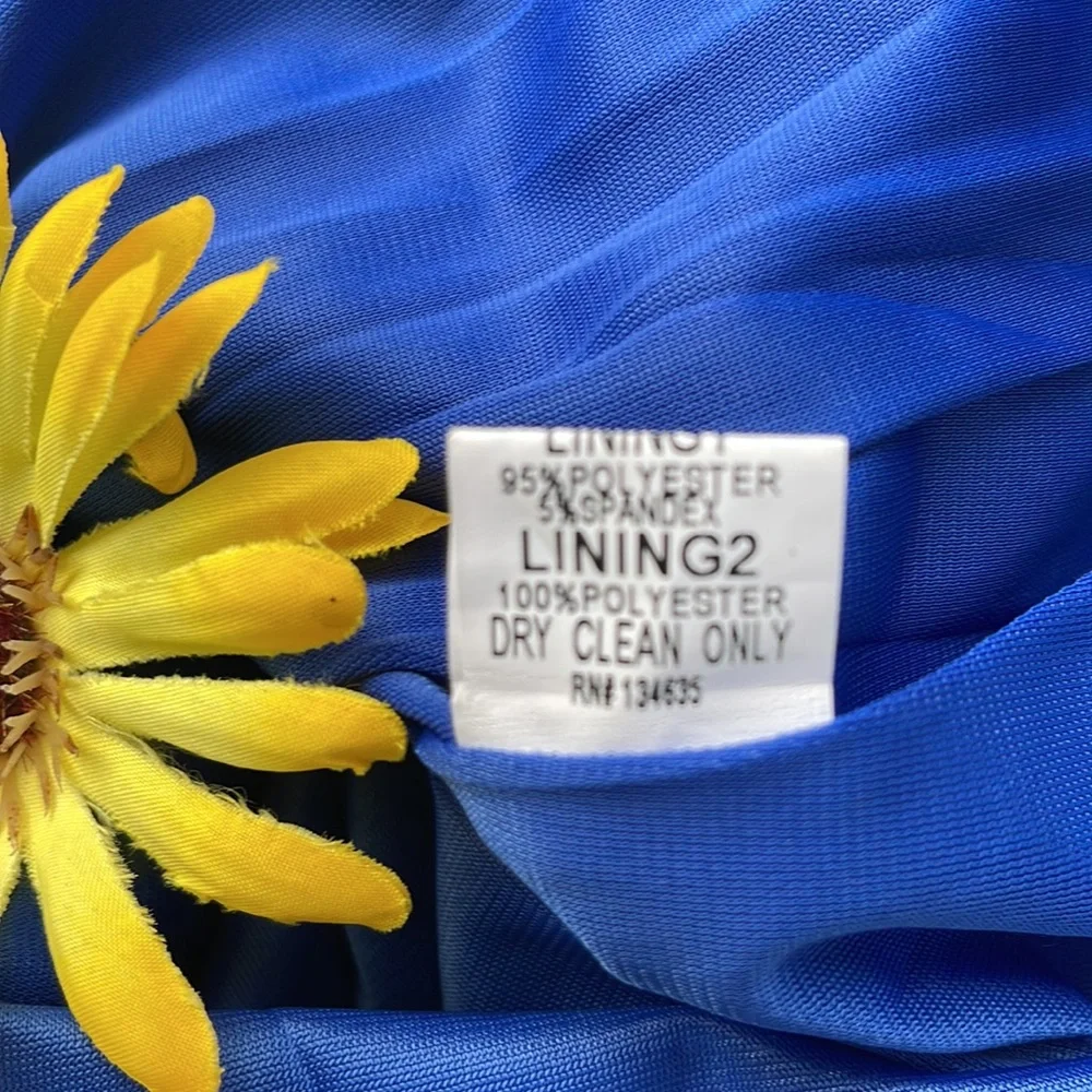 🌺 MINUET; Brand New w/Tags! Unique Blue w/Gold Overlay Party Dress; Misses XS/S - Picture 13 of 13